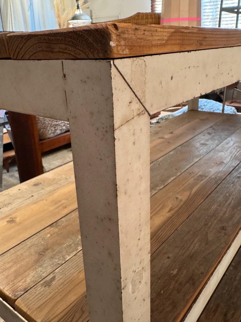 古材 オープンシェルフ アイアン スチールラック ヴィンテージ ホワイトペイント