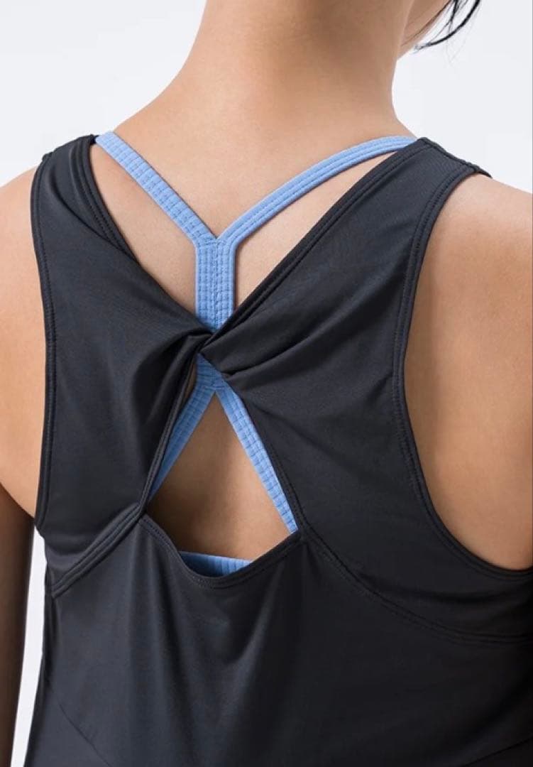 新品未使用WEB限定バックツイストセパレートタンクトップ スモークブラックS