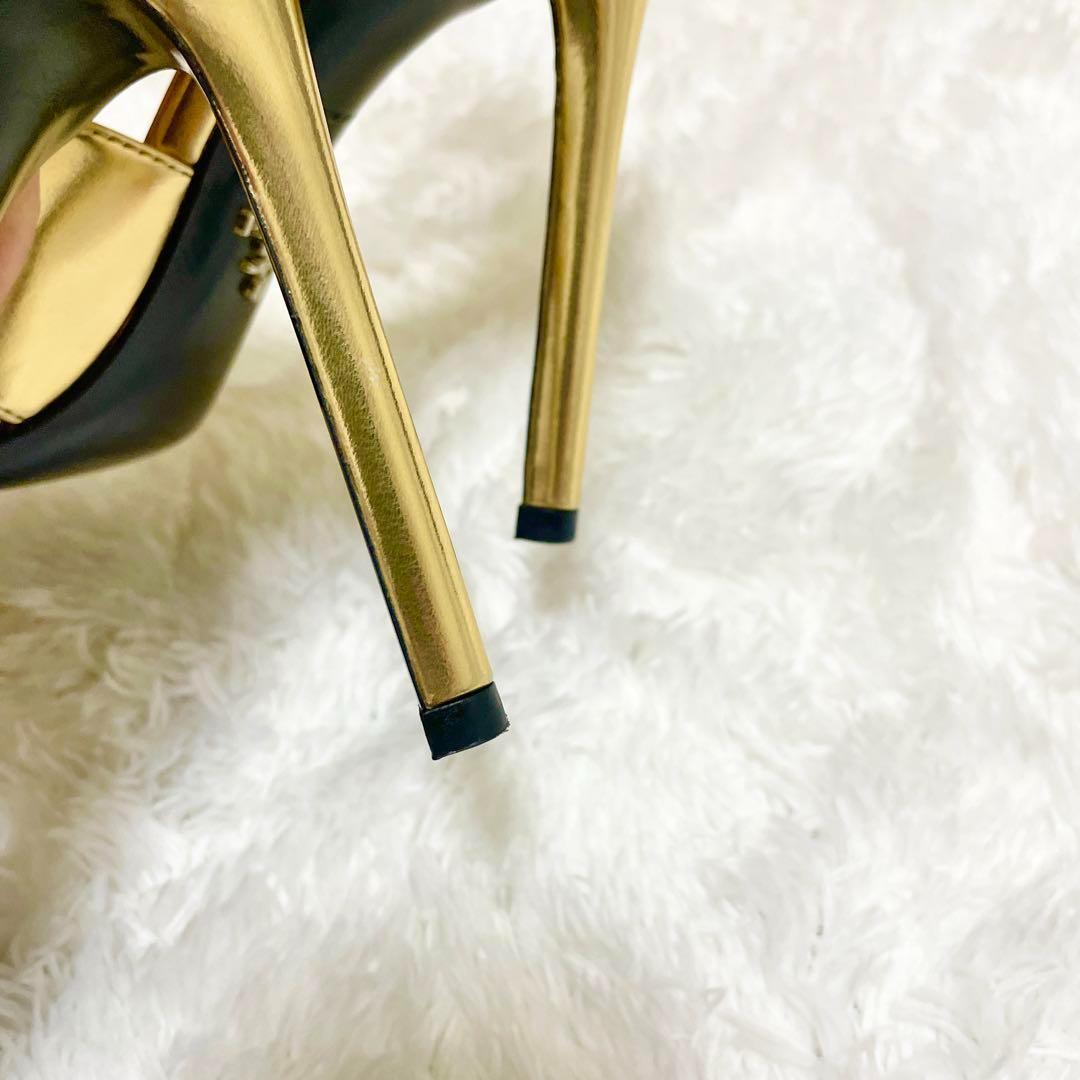 美品✨PRADA プラダ サンダル ハイヒール メタリック ゴールド 22.5