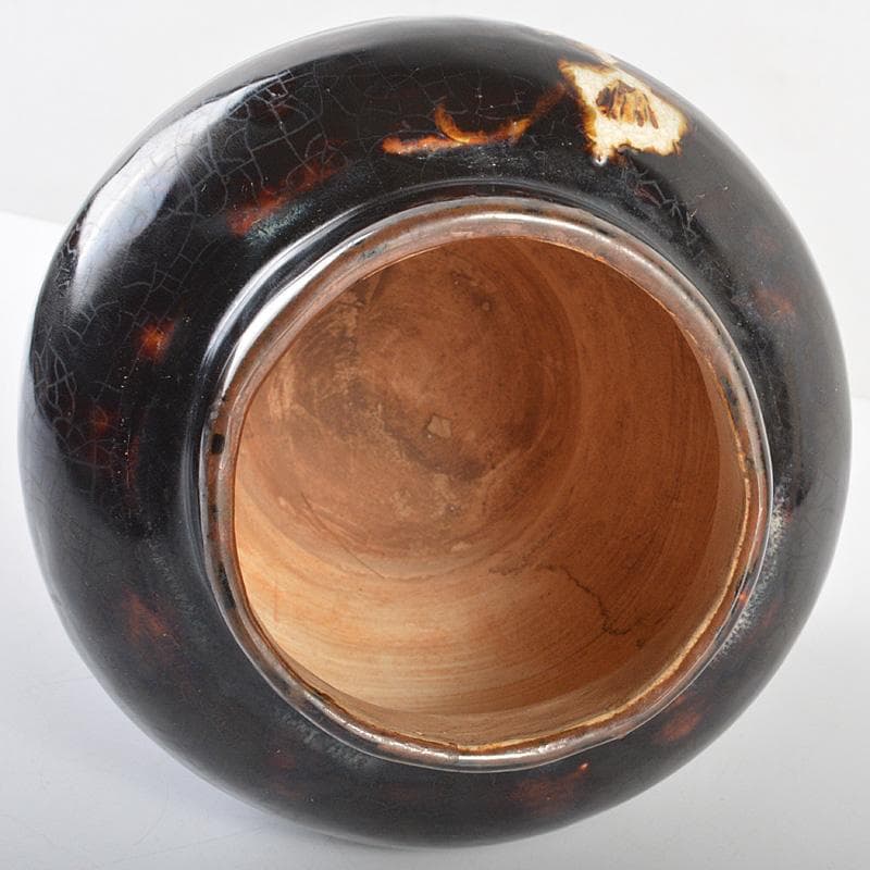 中国　磁州窯黒釉　花文瓶　V　R6028