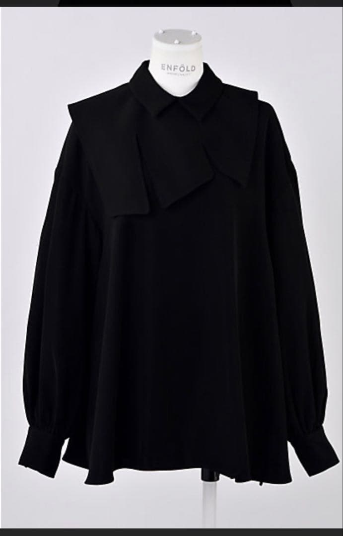 タグ付き未使用 ENFÖLD フリルカラー取り外し可ブラウス 黒 38