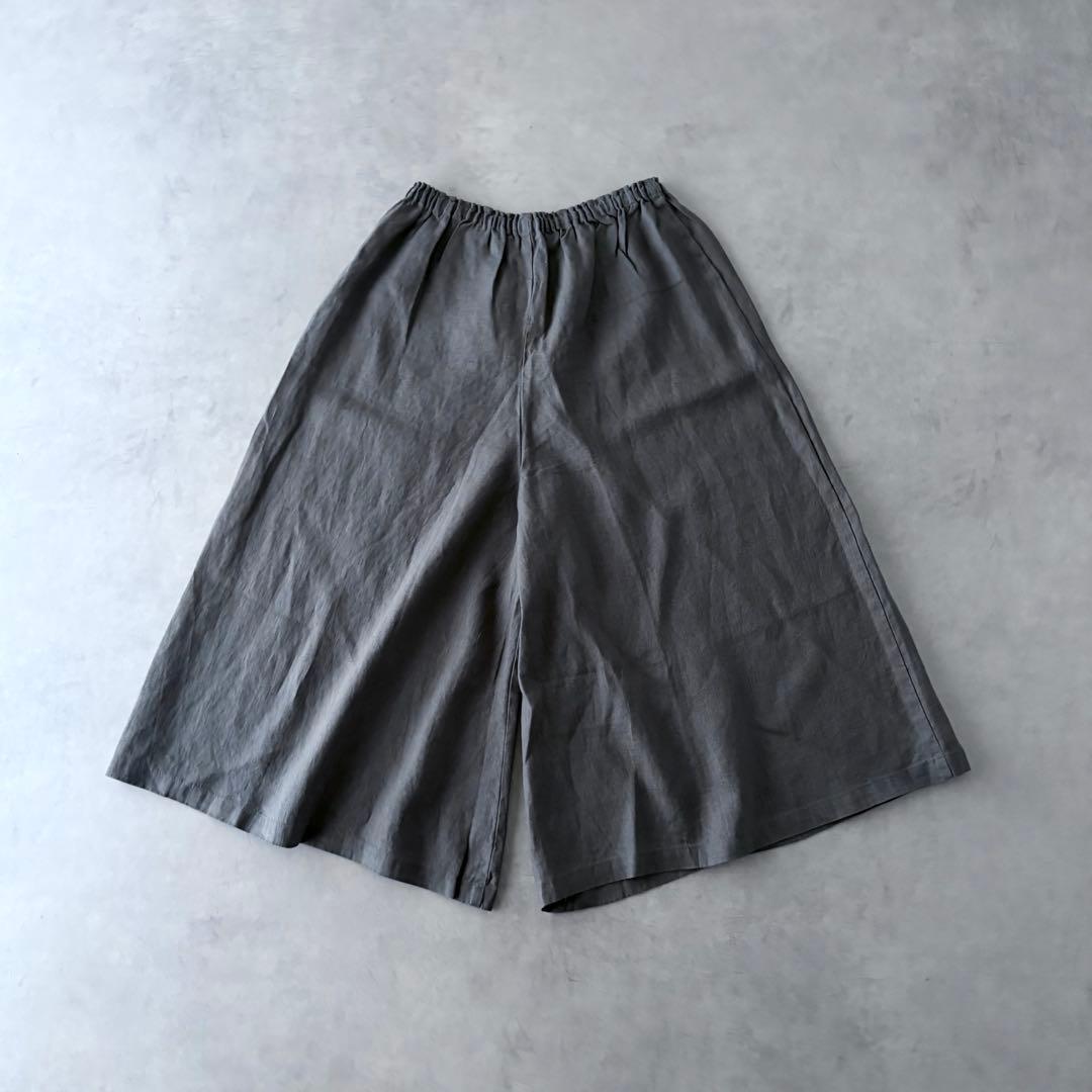 新品　フォグリネンワーク　麻100%　ガウチョパンツ　ワイド　ひざ下丈
