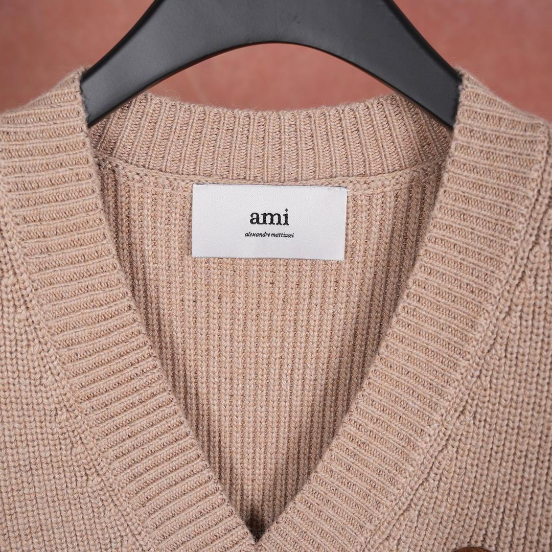 新品未使用 ami paris ブラウンウールカレッジセーター Sサイズ