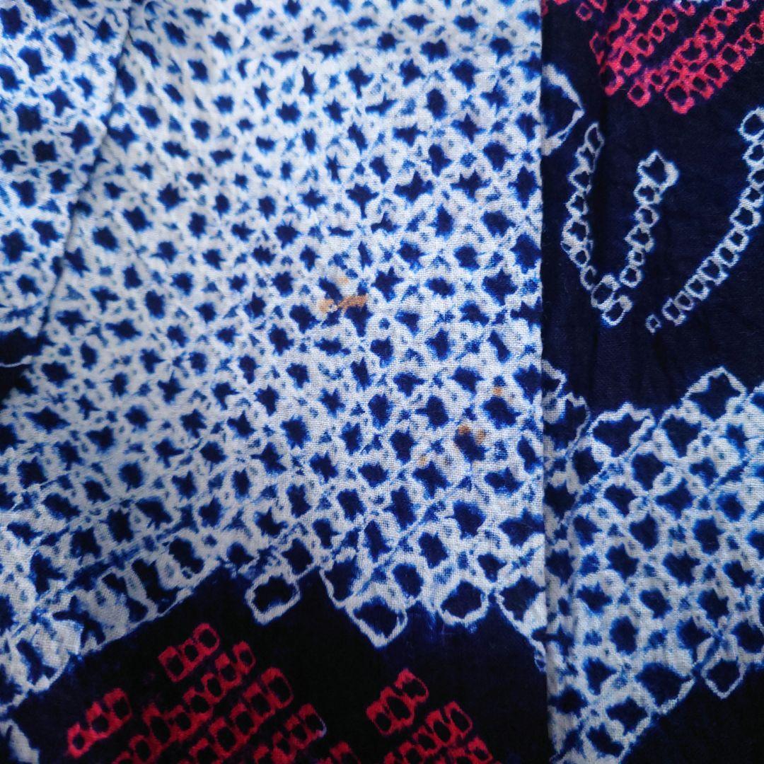 有松絞り　浴衣　椿　しつけ糸付　花