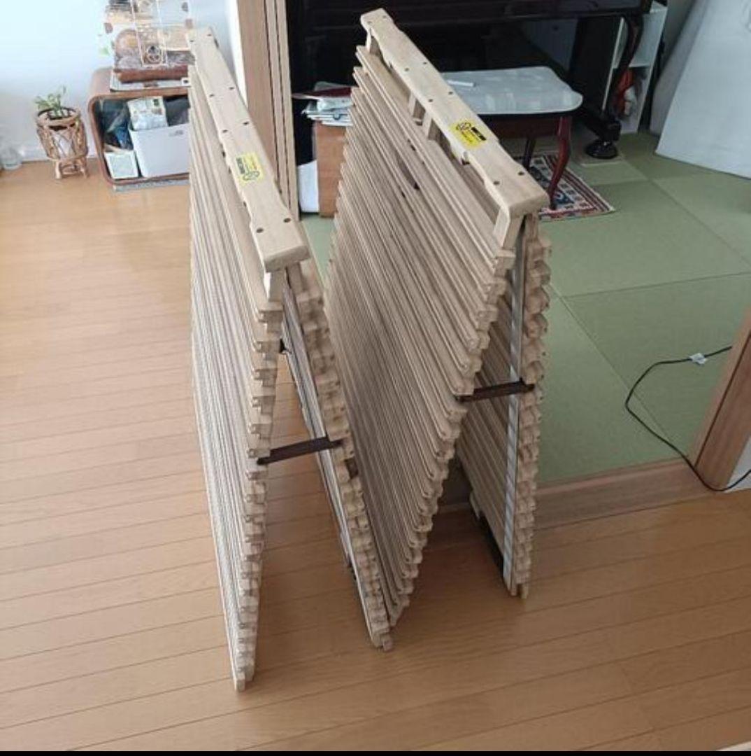 【2台セット】すのこベッドシングル。簡単布団干し「みやび格子」〔エアライズ〕