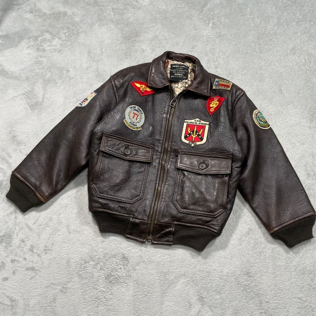 アヴィレックス　フライトジャケット　レザージャケット　ブラウン　10サイズ