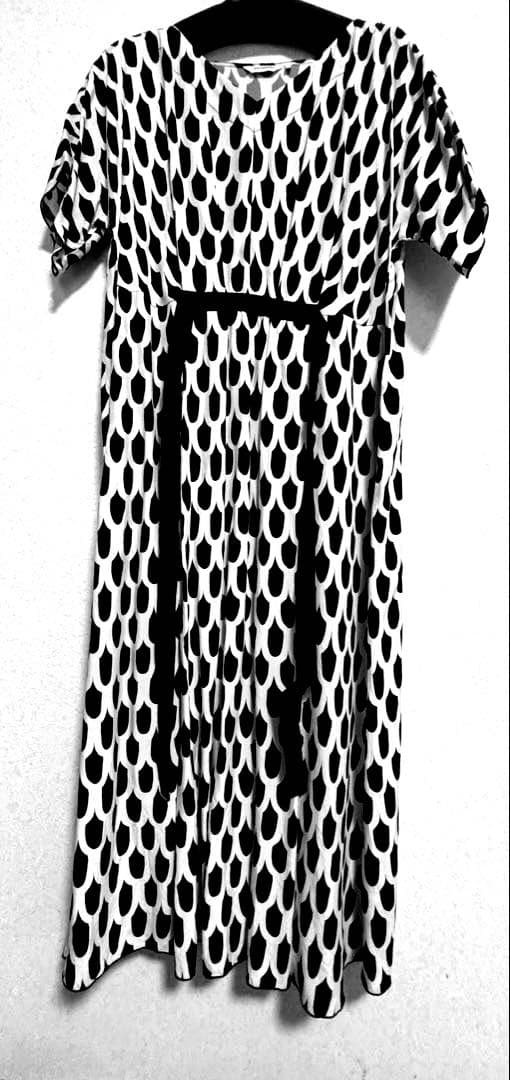 マリメッコ　再値下げ　水滴模様 半袖ロングワンピース