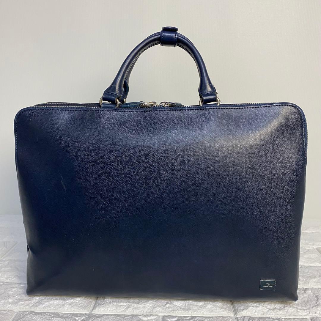 シーケーカルバンクライン　ビジネスバッグ　3WAY ネイビー　レザー　ロゴ