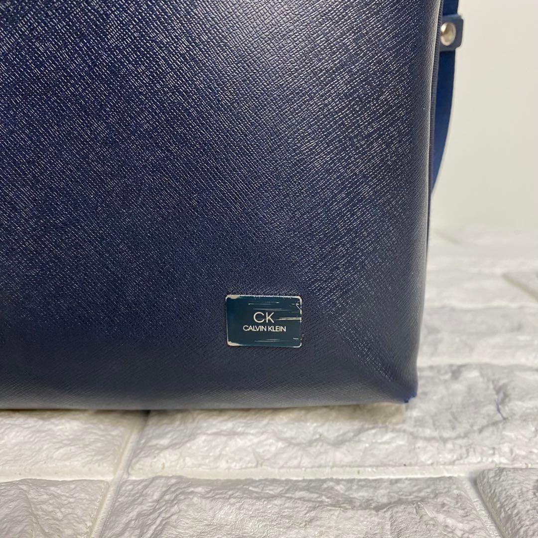 シーケーカルバンクライン　ビジネスバッグ　3WAY ネイビー　レザー　ロゴ