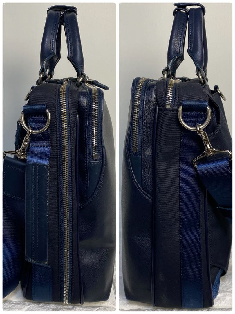 シーケーカルバンクライン　ビジネスバッグ　3WAY ネイビー　レザー　ロゴ