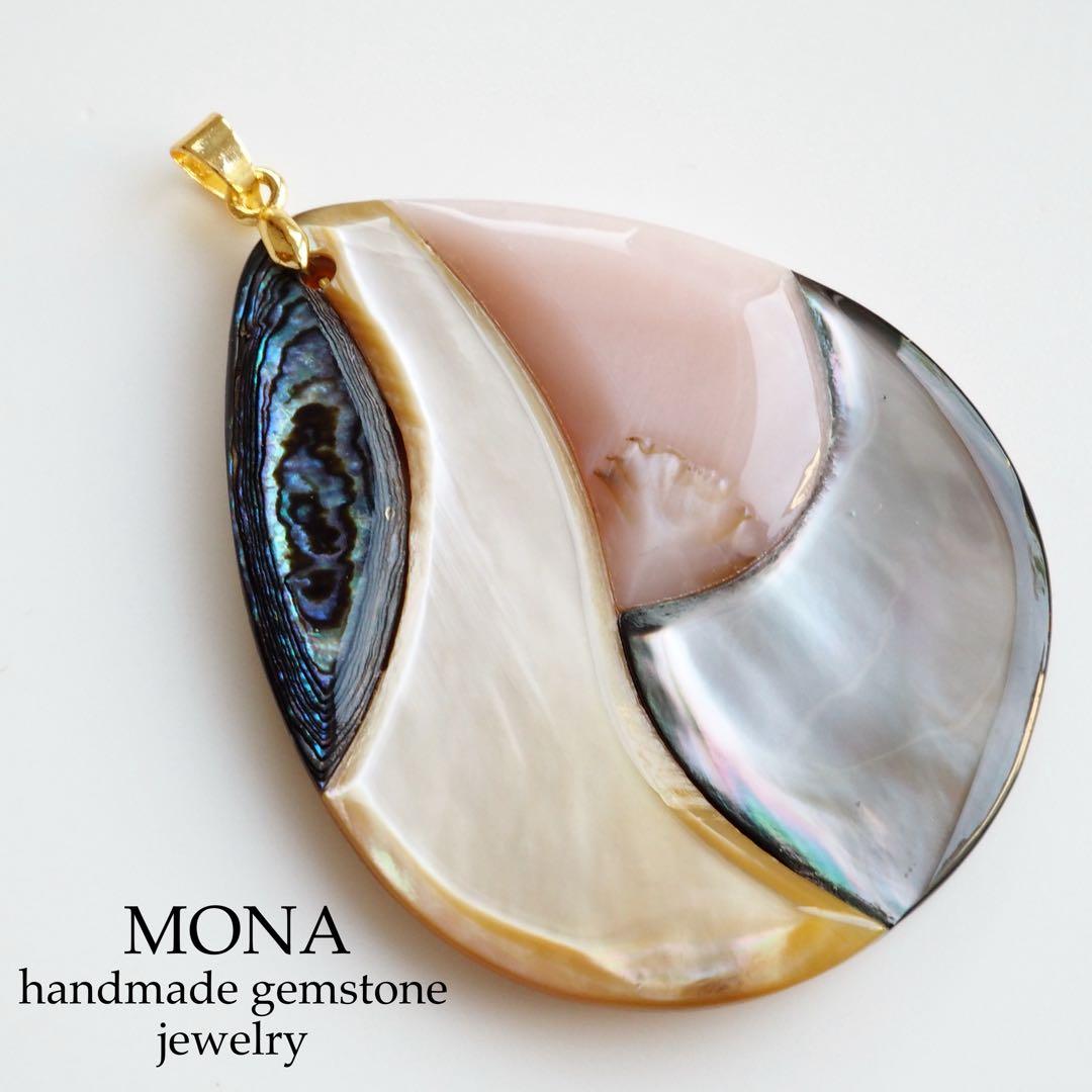 【Noel】希少色ティールブルー翡翠の大粒枠留めネックレストップ