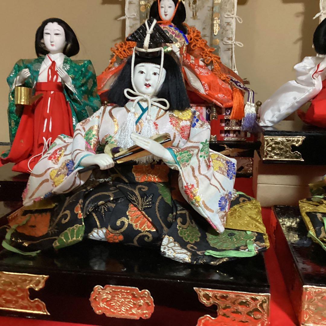 O-36 竹原文楽　ひな祭り 雛人形セット　三人官女と五人囃子