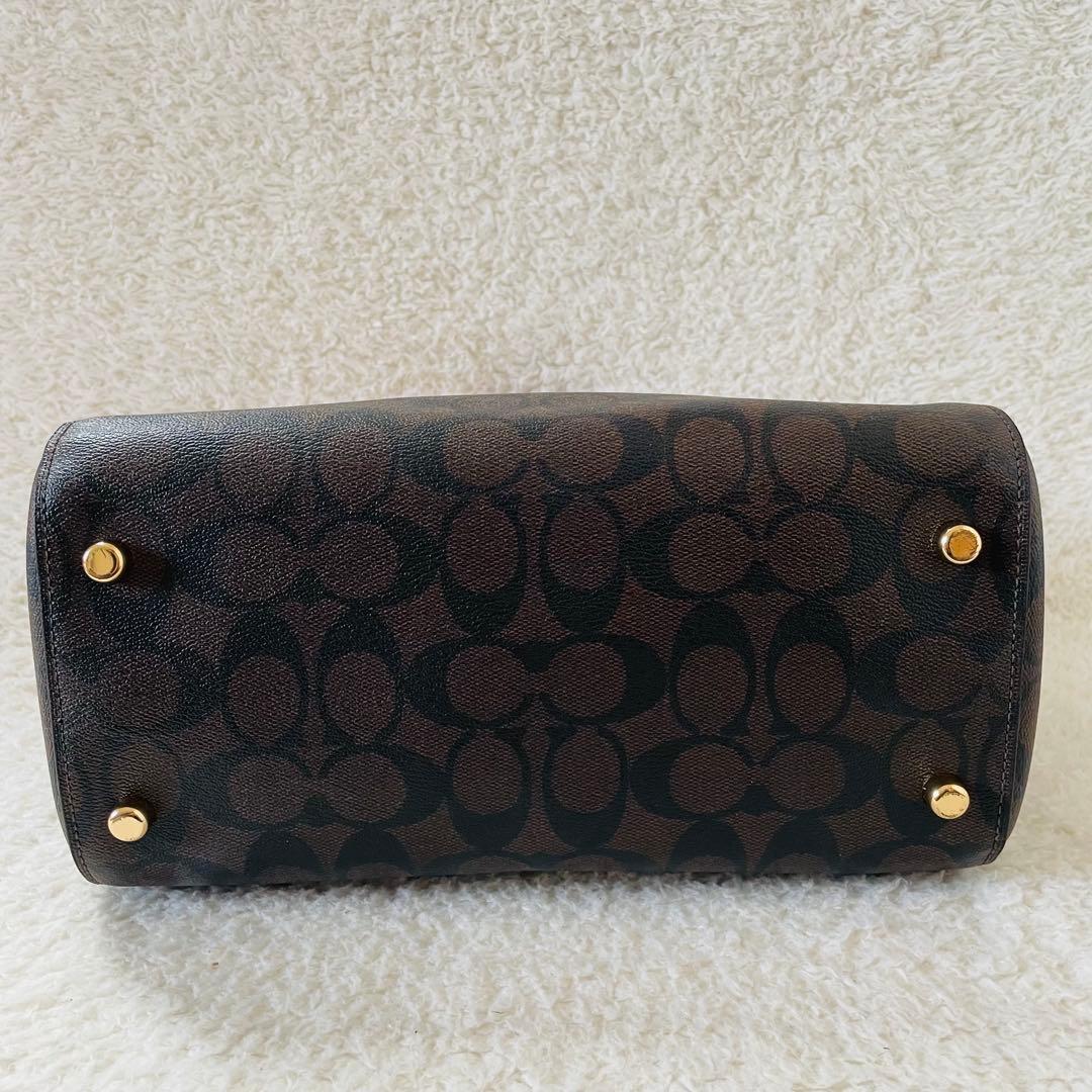 【美品】coach ミニボストン 2way ショルダーバッグ シグネチャー 赤