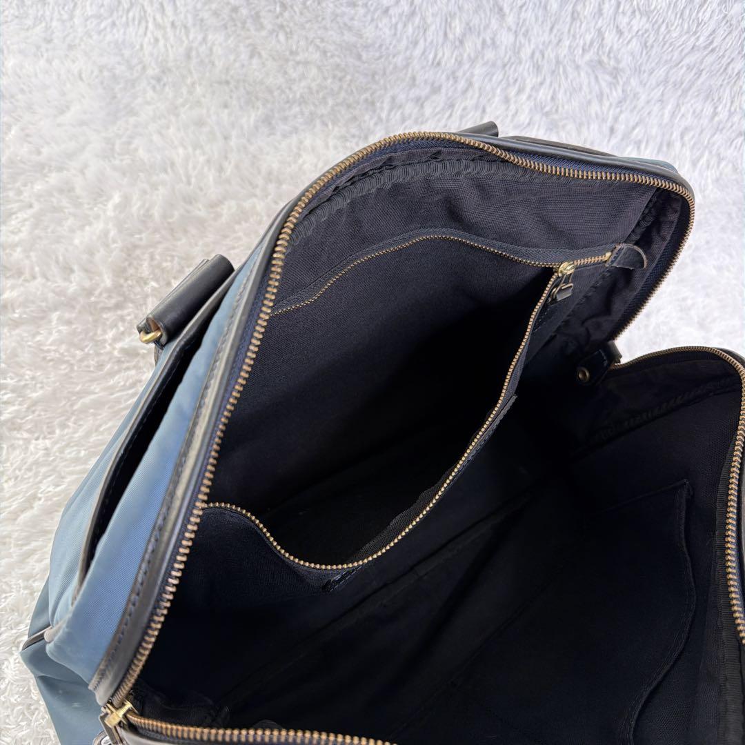 高級✨ Felisi ビジネスバック 本革 ブルー A4 大容量 ナイロン