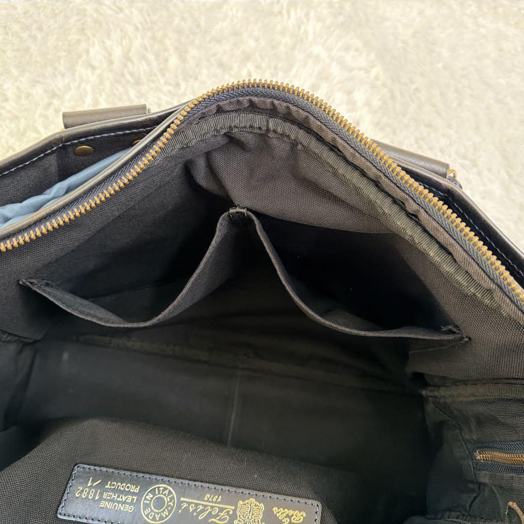 高級✨ Felisi ビジネスバック 本革 ブルー A4 大容量 ナイロン