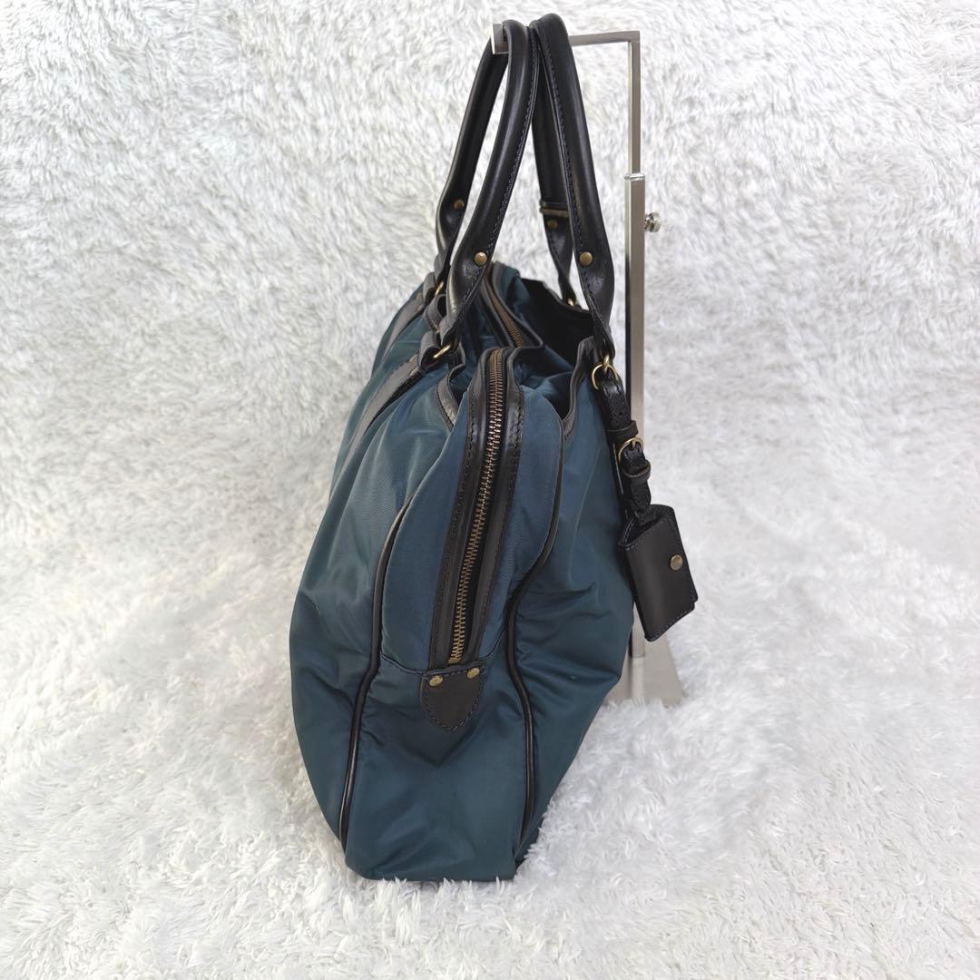 高級✨ Felisi ビジネスバック 本革 ブルー A4 大容量 ナイロン