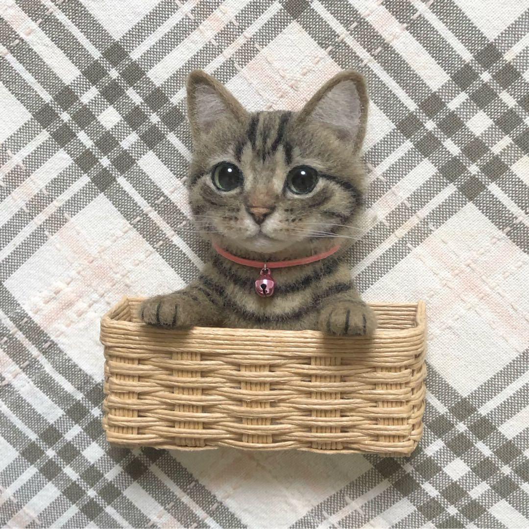 羊毛フェルト 猫 ハンドメイド 夏