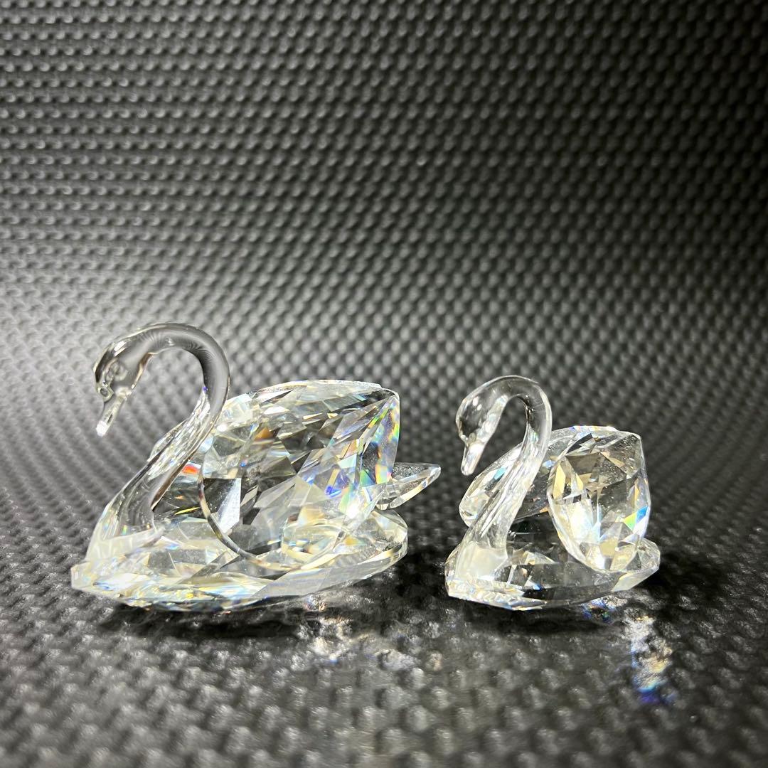 SWAROVSKI/スワロフスキー☆ファセットカット☆クリスタル☆親子スワン