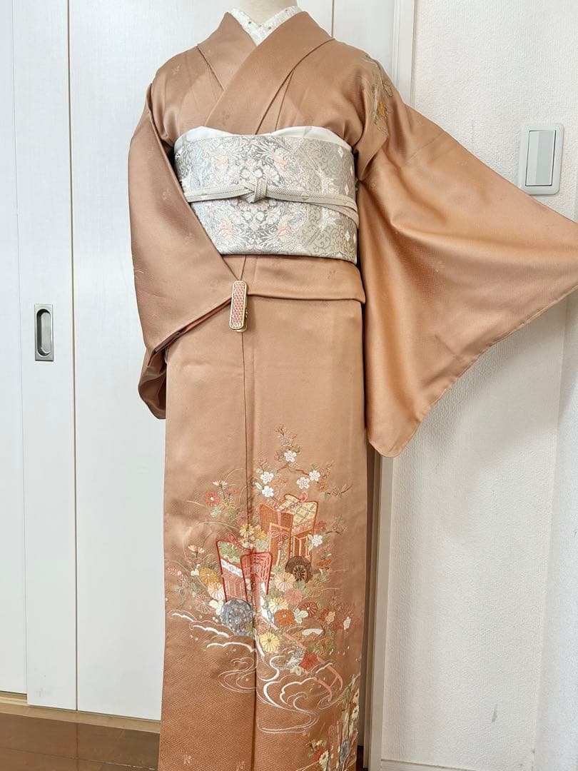 未使用　しつけ糸付き　豪華　総刺繍　正絹訪問着　フルセット4点　入学式　卒業式