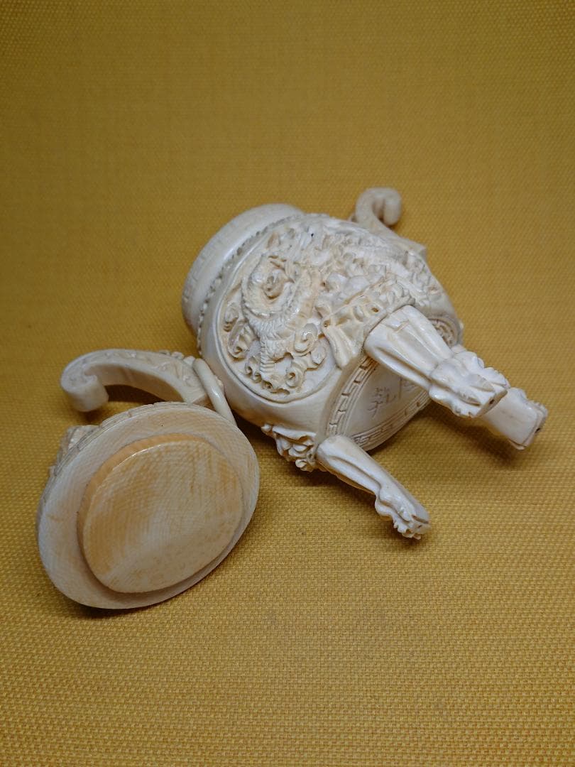 【美品】龍　彫刻　香炉　天然素材　置物　インテリア　工芸品　美術品　A3228