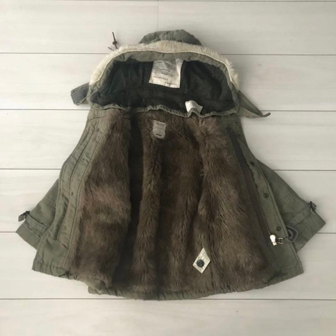 【デニム&ダンガリー】裏ボアミリタリージャケット100cm ファーコートカーキ