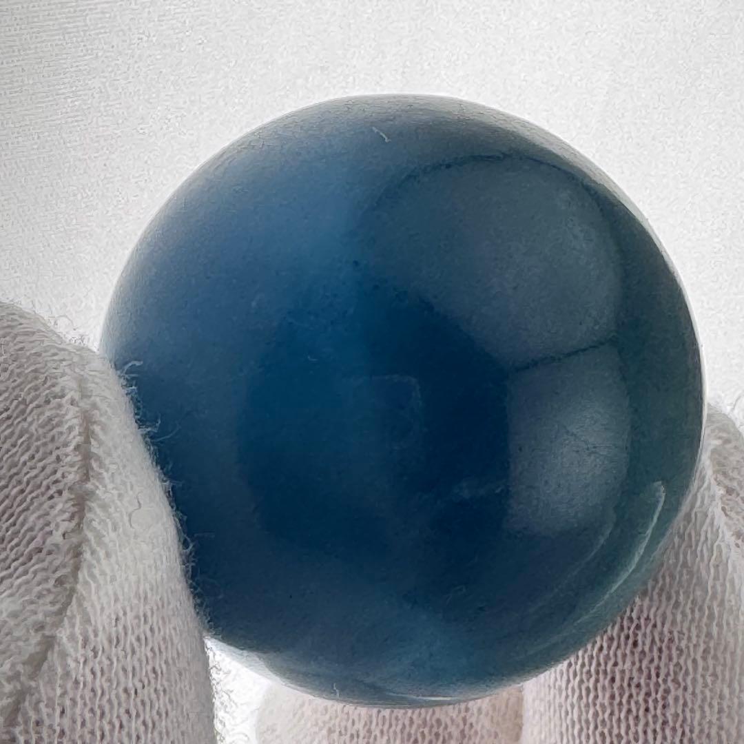 M-20ディープブルーアクアマリン丸玉　ダークブルースフィア　天然石　濃青色