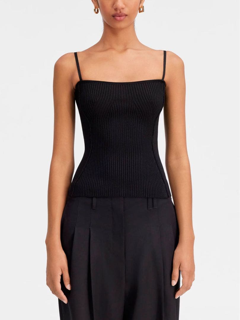 新品 JACQUEMUS ジャックムス リブ編み キャミソール ブラック 34