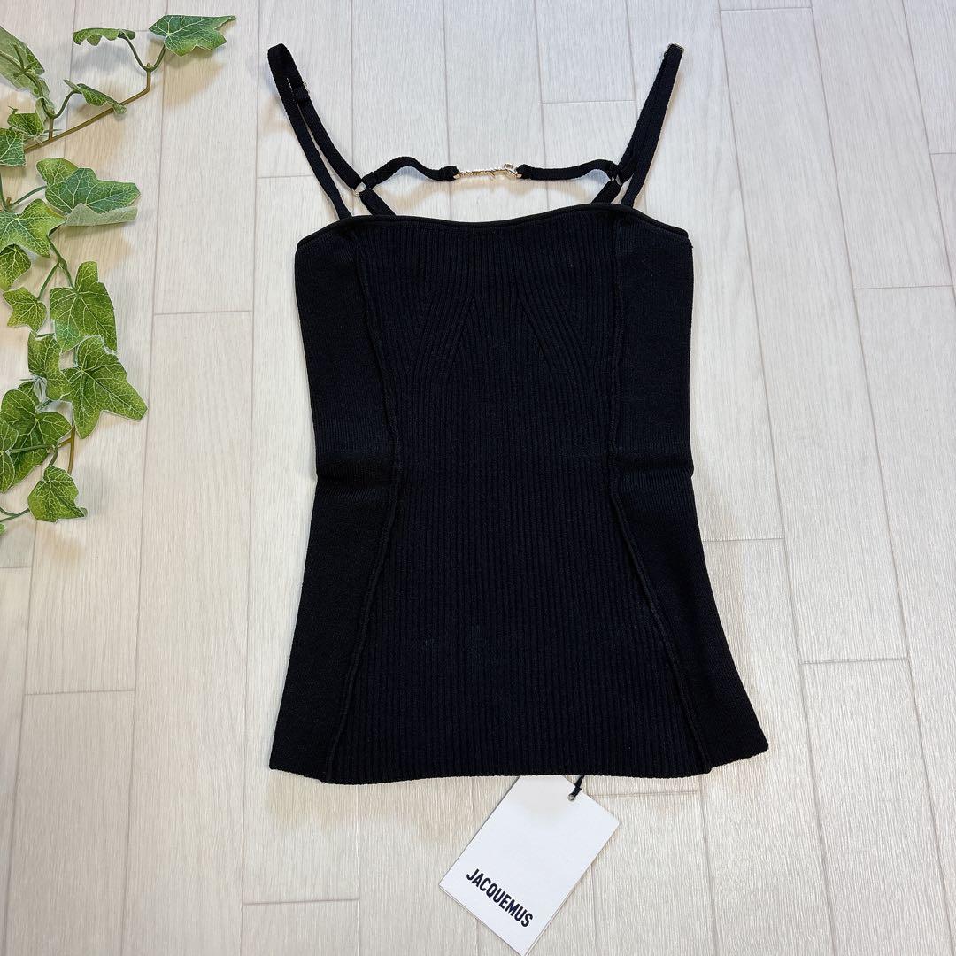 新品 JACQUEMUS ジャックムス リブ編み キャミソール ブラック 34