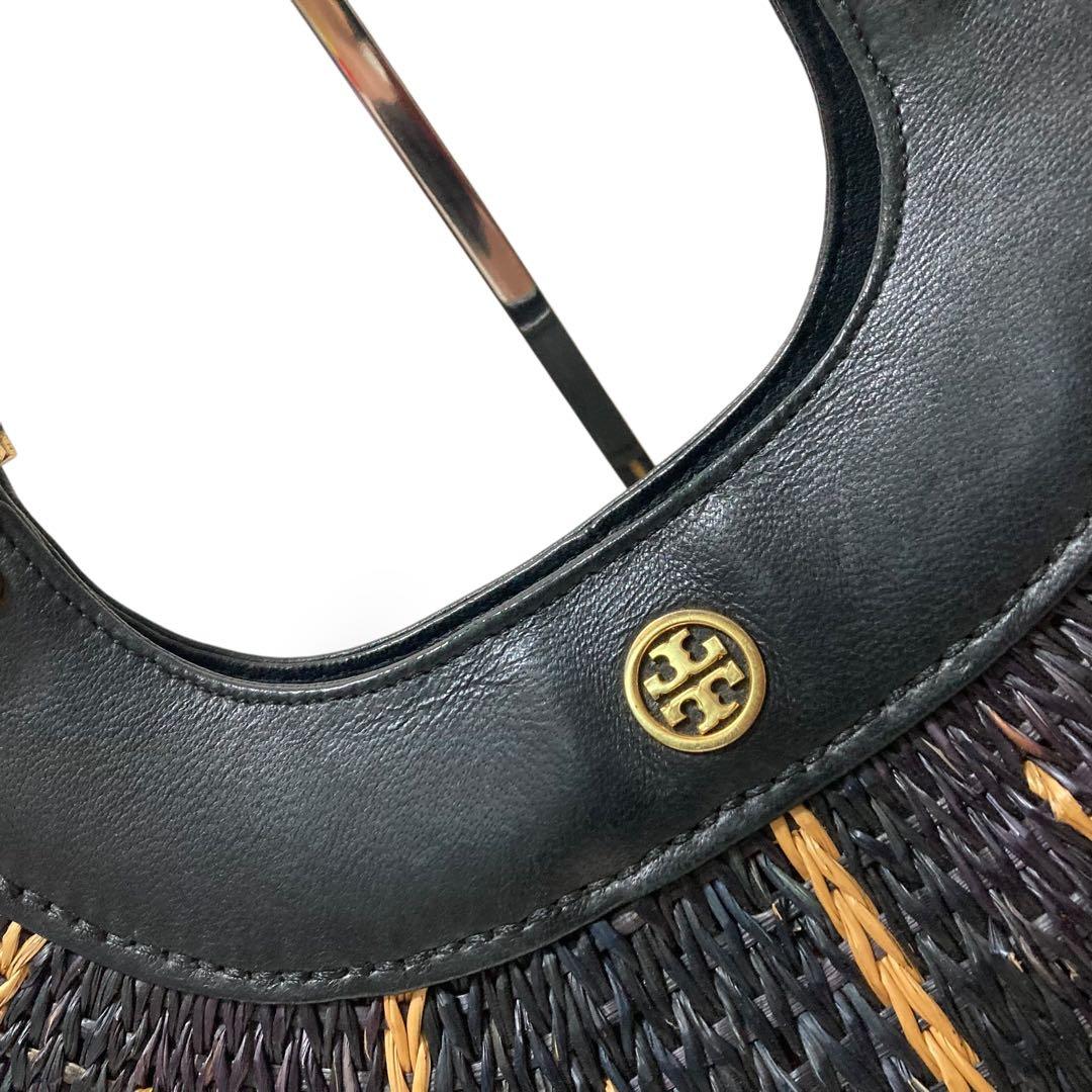 【美品】トリーバーチ　かごバッグ　三日月　ハーフムーン　レザー　ロゴ金具　肩掛け