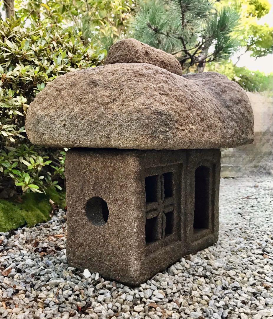 【山小屋風石灯篭・置灯篭・オブジェ・庭石】ガーデニング箱庭造園水石飾り石