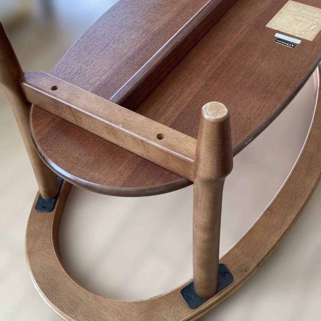 マルニ木工　オーバル　木製ガラステーブル　センターテーブル