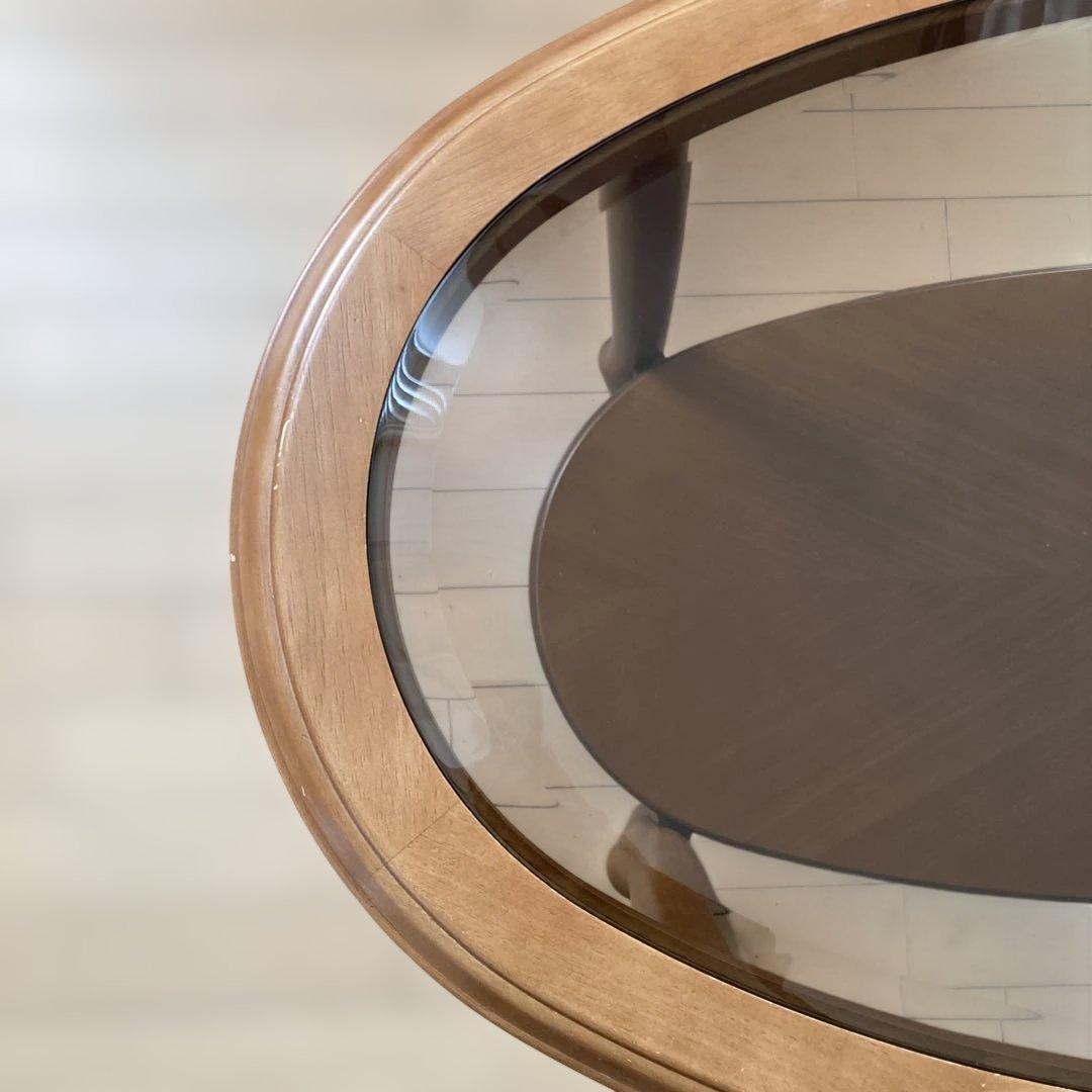 マルニ木工　オーバル　木製ガラステーブル　センターテーブル