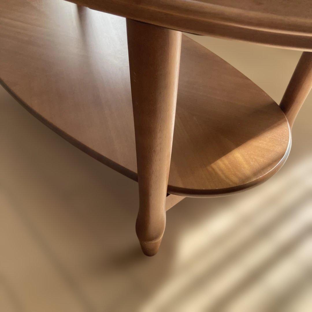 マルニ木工　オーバル　木製ガラステーブル　センターテーブル