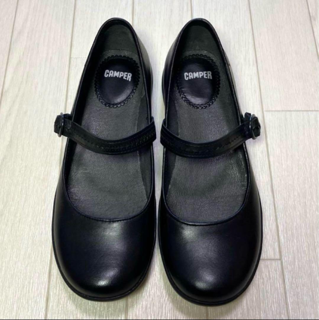 【美品】カンペール CAMPER スパイラルコメット フラットシューズ36黒