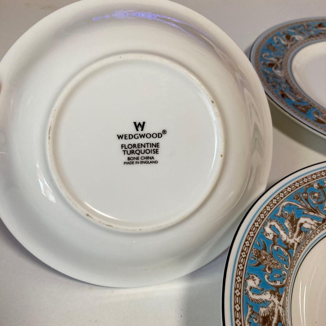 [極美品]ウェッジウッド　フロレンティーン ターコイズ　青地装飾陶磁器皿3点