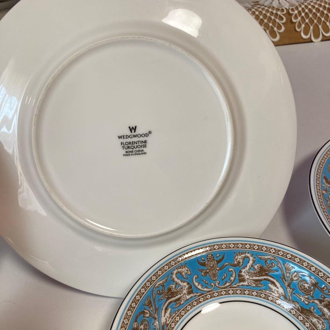[極美品]ウェッジウッド　フロレンティーン ターコイズ　青地装飾陶磁器皿3点