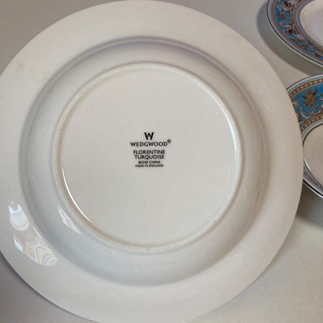 [極美品]ウェッジウッド　フロレンティーン ターコイズ　青地装飾陶磁器皿3点