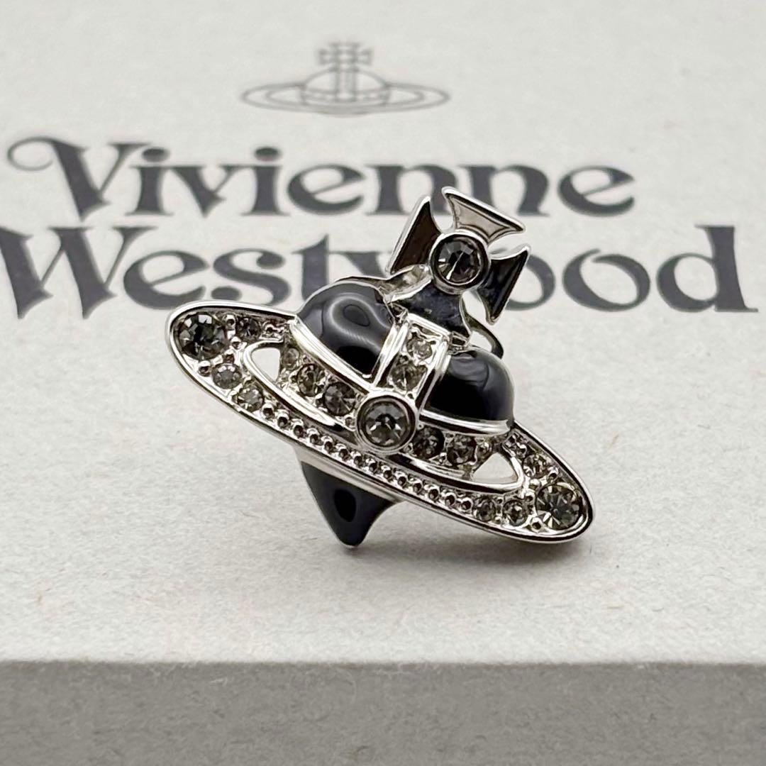 新品 ヴィヴィアンウエストウッド ディアマンテ ハート ピアス ブラック 片耳