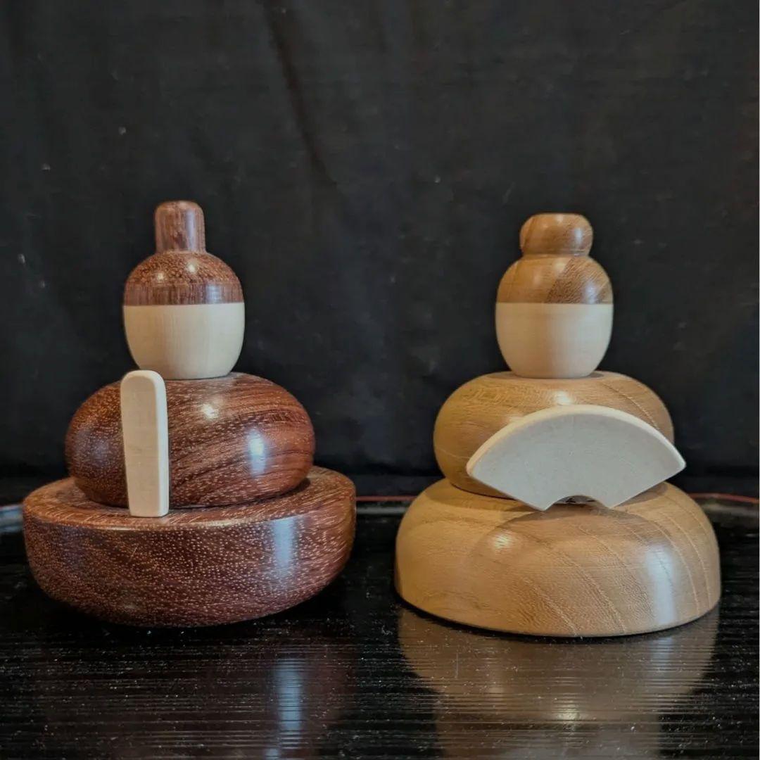 挽物屋のお雛様　ブビンガ・欅・ヒバ