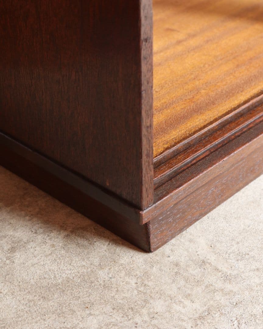 13(金)までお値下げ中 モールガラスのラワン材ローボード　古道具 古家具 昭和