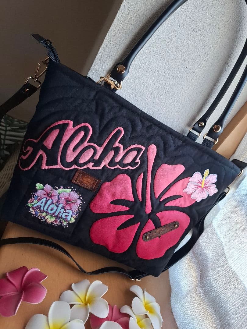 特別価格！ラスト！　ハワイアンキルト バッグ　2WAYファスナー P