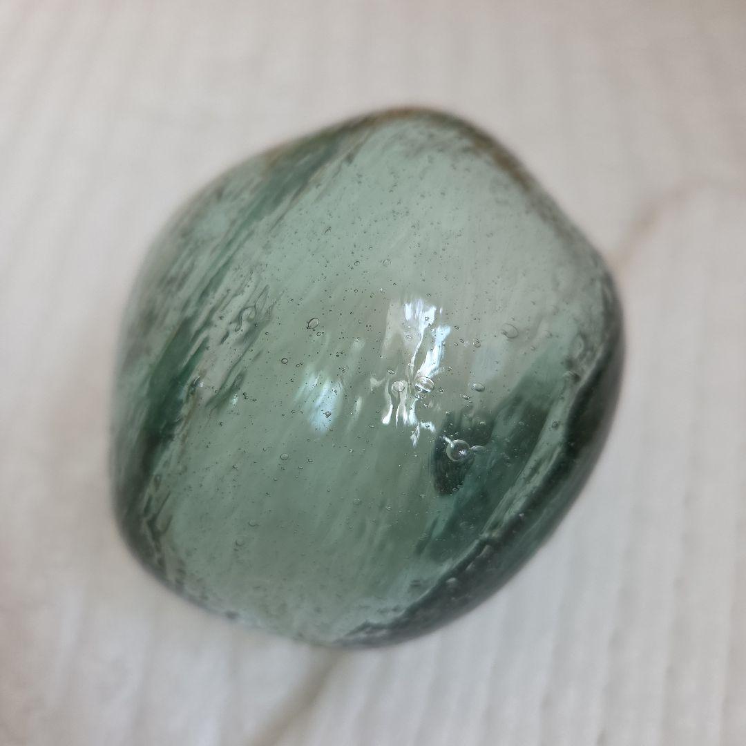 ガラス浮き玉 緑 青ボタン 変型 ☆缶茶