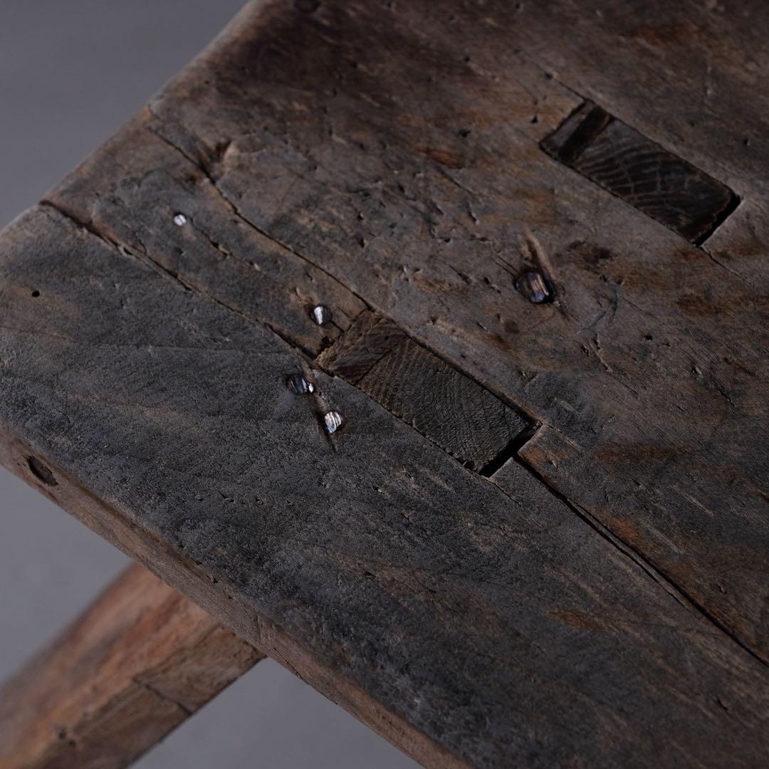 古い木製スツール　ベンチ チェア 椅子 展示台 花台 プリミティブ 古家具 骨董