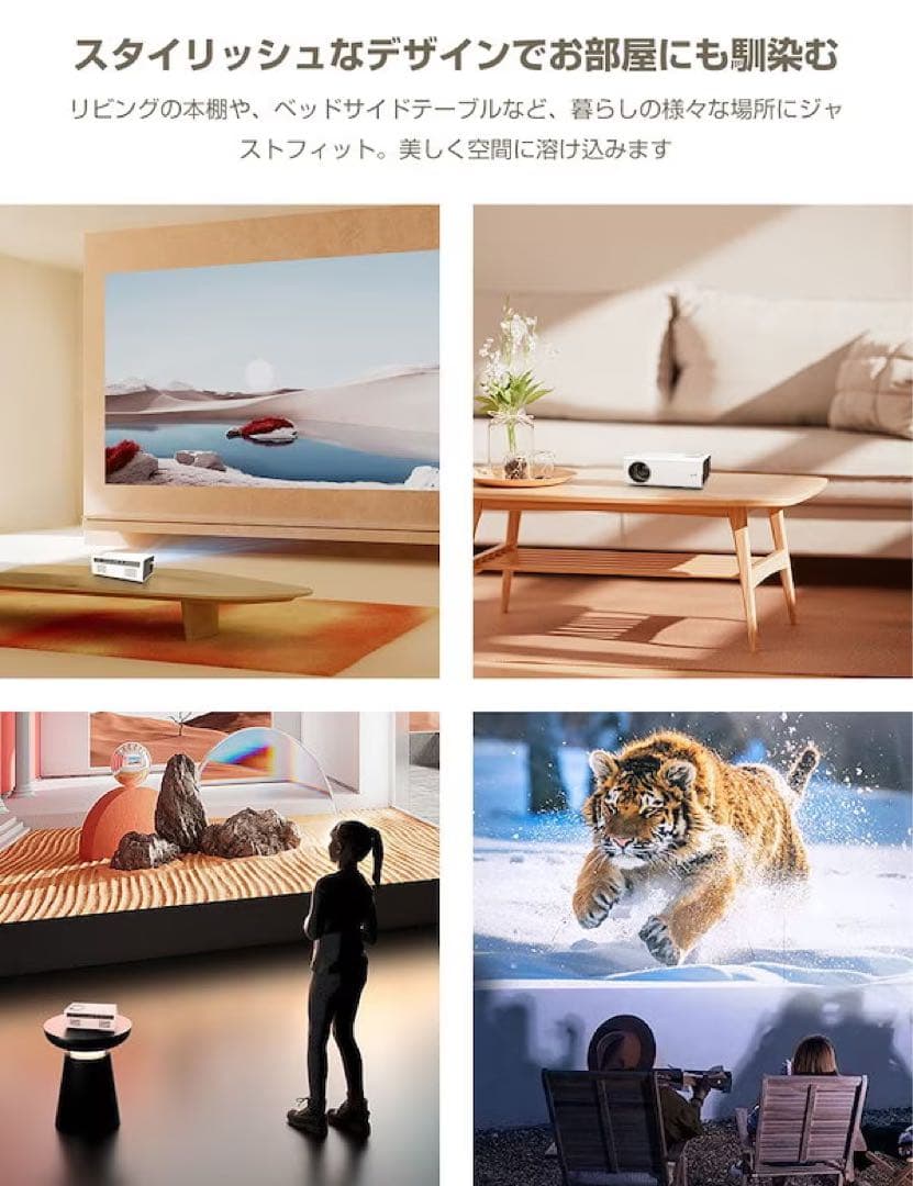 プロジェクター 超小型 12000LM 1080Pネイティブ解像度 4K対応