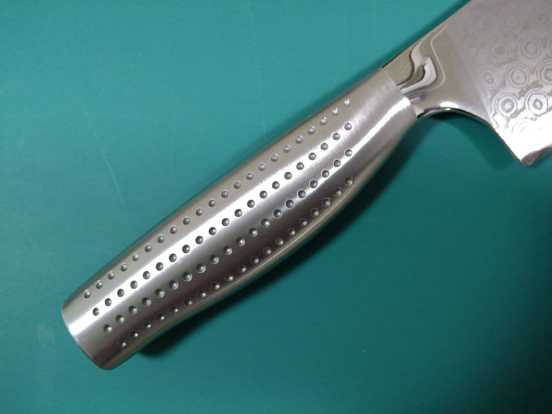 新品　マイヤー　三徳　67層ダマスカス　本刃付け済　オールステンレス　極切れ