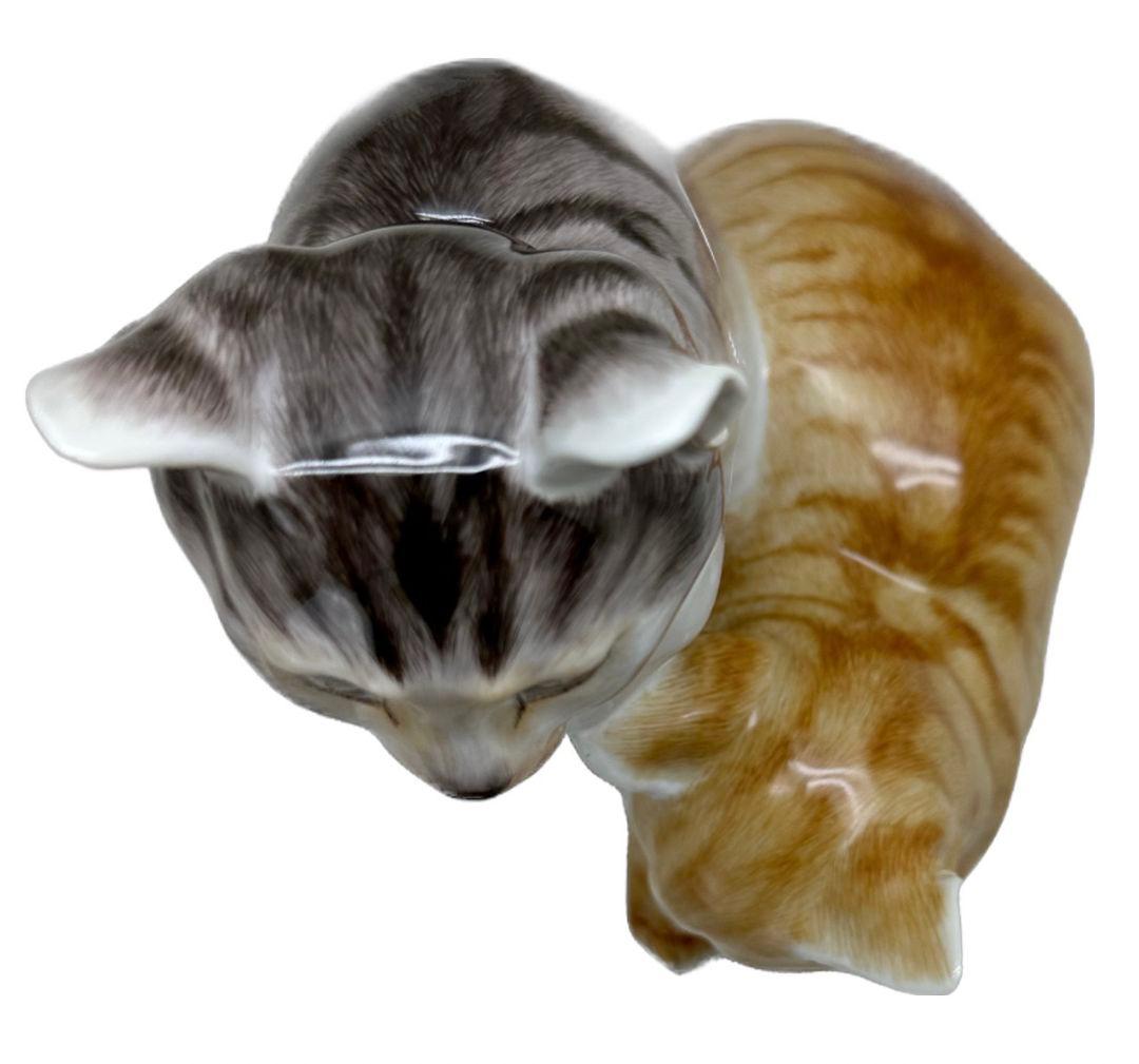 マイセン　二匹の猫　フィギュリン　陶器置物　オットー・ピルツ　アール・ヌーヴォー