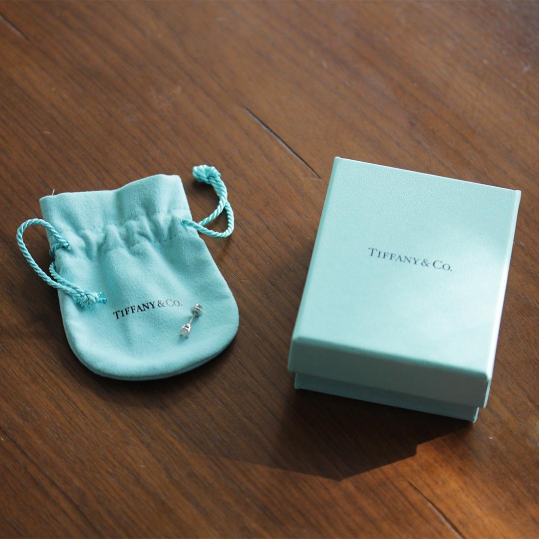 ティファニー ダイヤ スタッド ピアス pt950 4mm 片方のみ 箱 仕上済