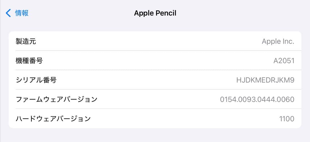 極美品　Apple Pencil 第2世代 MU8F2J/A　K2
