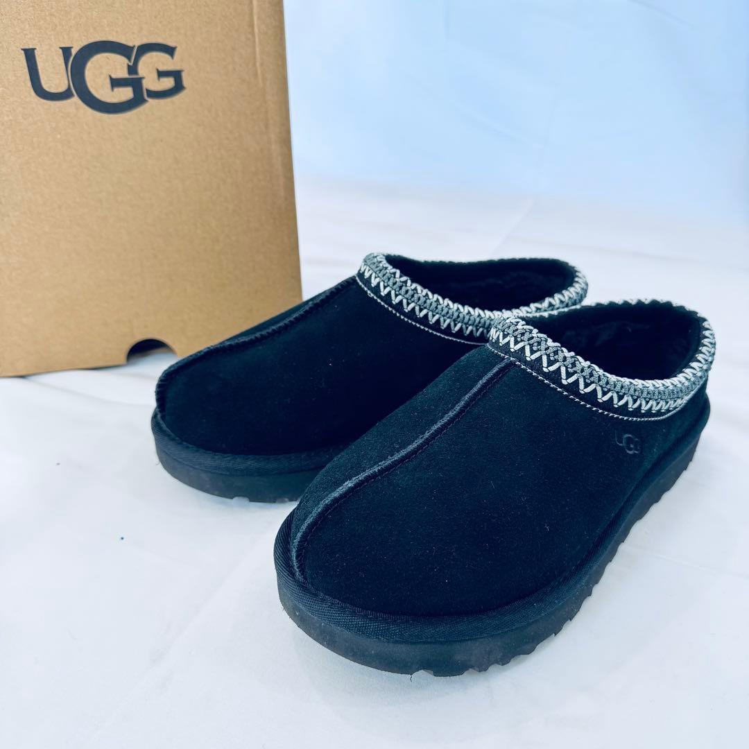 美品 UGG スエード スリッポン タスマン スリッパ ブラック 23cm