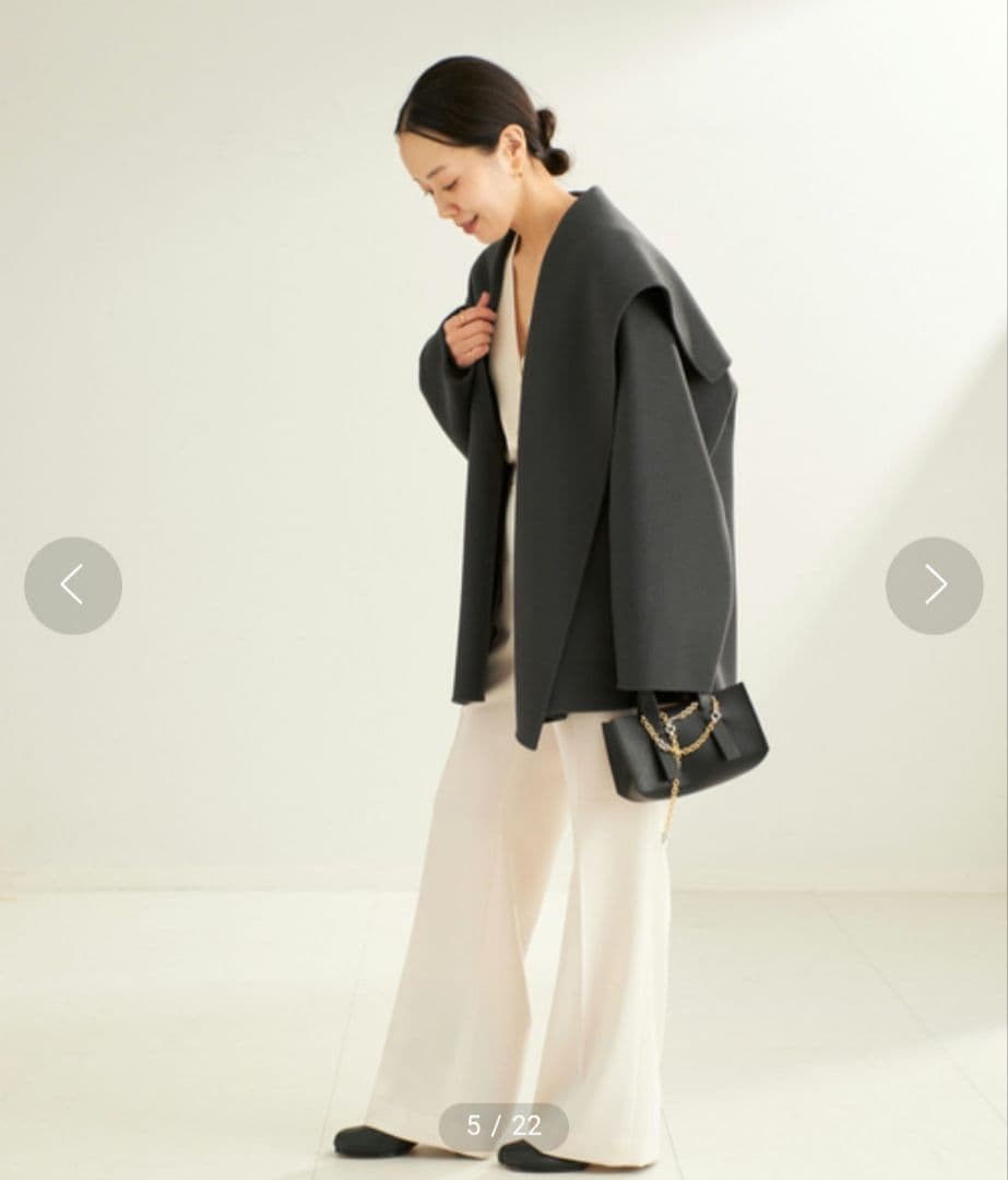 試着のみ24AW plage ハミルトン DRAPE MIDDLE コート 36